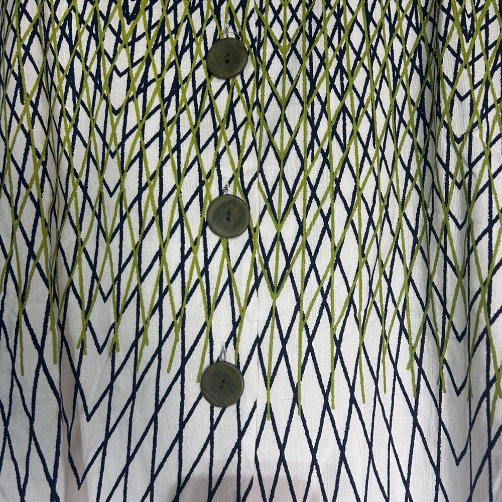Terra by SJ Apparel white green plaid ruffle button up blouse large - Picture 2 of 7
